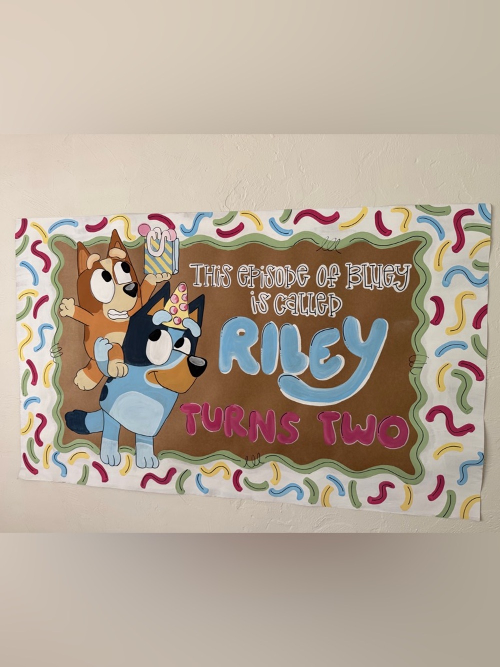 Bluey Birthday Poster - Riley Turns Two - Multicolor